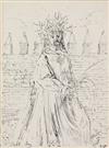 EUGENE BERMAN Two pen and ink drawings.